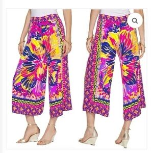 Lilly Pulitzer Lisbeth Multi Summer Sunset Wide Leg Cropped Pants Size Small
